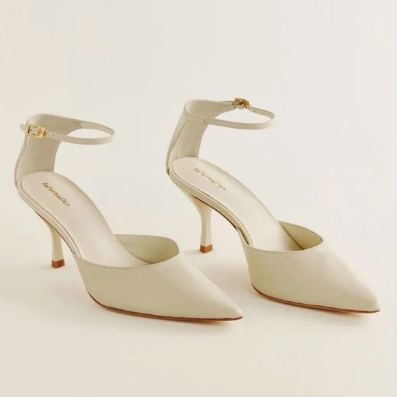 Reformation Nessa Heeled Pump in Almond Leather, Size 7.5 - Picture 2 of 12